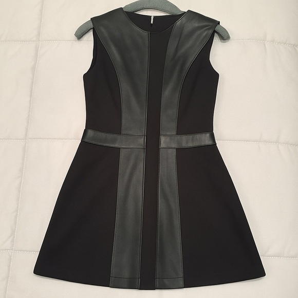 Kathy Heyndels Black Faux Leather Moto A-Line Dress Size 3 (US Medium) - Picture 3 of 10
